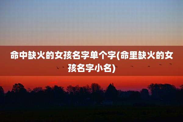 命中缺火的女孩名字单个字(命里缺火的女孩名字小名)
