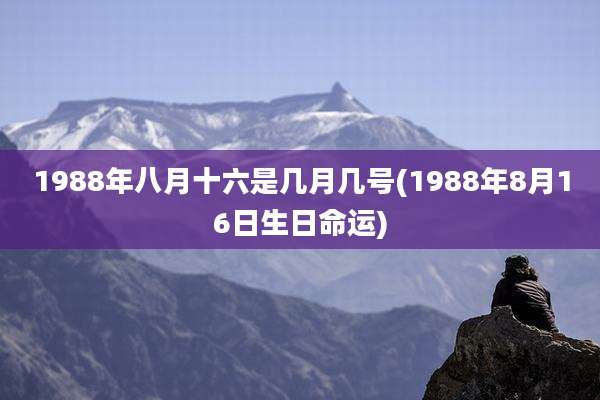 1988年八月十六是几月几号(1988年8月16日生日命运)