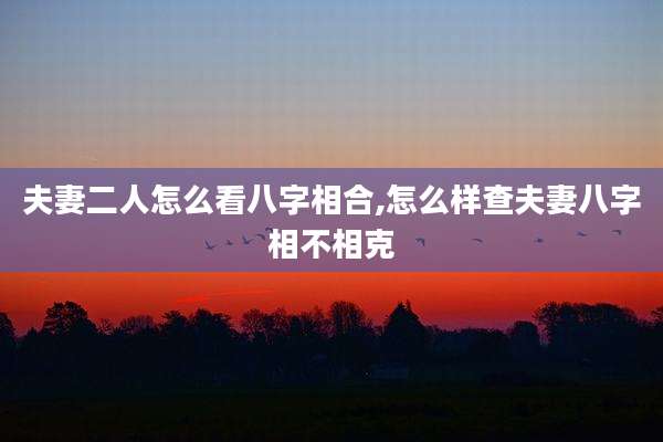 夫妻二人怎么看八字相合,怎么样查夫妻八字相不相克