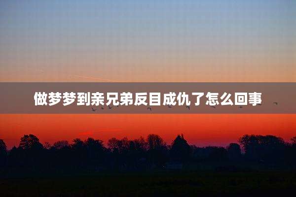 做梦梦到亲兄弟反目成仇了怎么回事