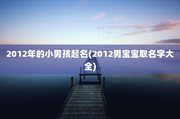 2012年的小男孩起名(2012男宝宝取名字大全)