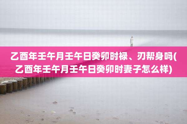 乙酉年壬午月壬午日癸卯时禄、刃帮身吗(乙酉年壬午月壬午日癸卯时妻子怎么样)