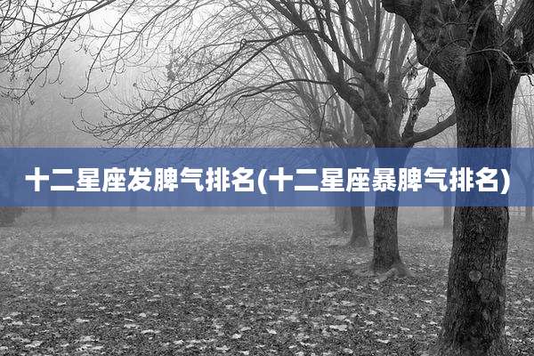 十二星座发脾气排名(十二星座暴脾气排名)