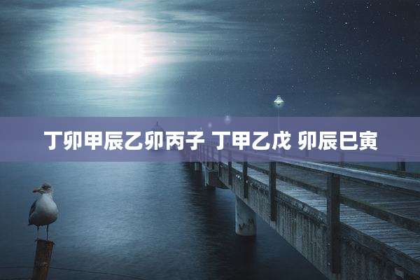 丁卯甲辰乙卯丙子 丁甲乙戊 卯辰巳寅