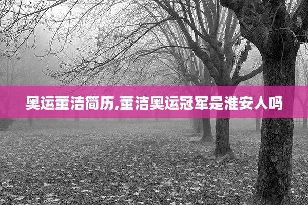 奥运董洁简历,董洁奥运冠军是淮安人吗