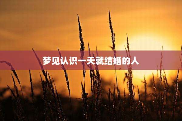 梦见认识一天就结婚的人