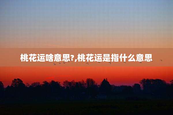 桃花运啥意思?,桃花运是指什么意思