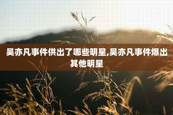 吴亦凡事件供出了哪些明星,吴亦凡事件爆出其他明星