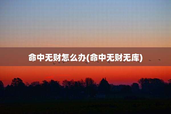 命中无财怎么办(命中无财无库)