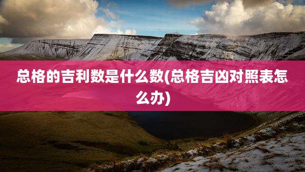 总格的吉利数是什么数(总格吉凶对照表怎么办)