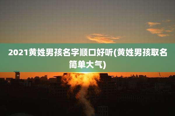 2021黄姓男孩名字顺口好听(黄姓男孩取名简单大气)
