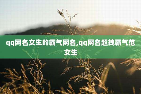 qq网名女生的霸气网名,qq网名超拽霸气范女生