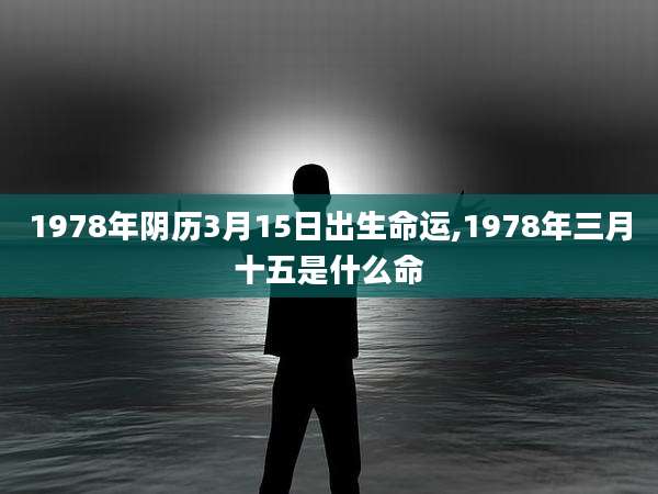 1978年阴历3月15日出生命运,1978年三月十五是什么命