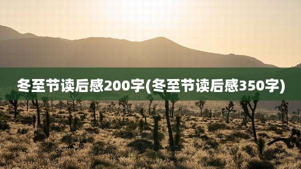 冬至节读后感200字(冬至节读后感350字)