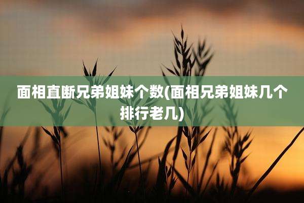 面相直断兄弟姐妹个数(面相兄弟姐妹几个排行老几)