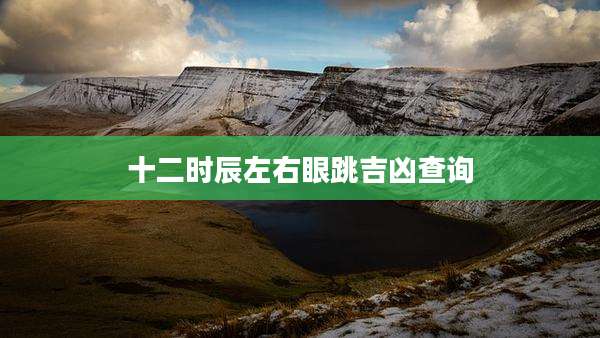 十二时辰左右眼跳吉凶查询
