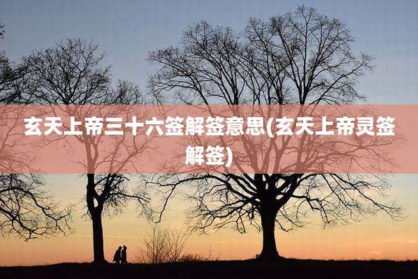玄天上帝三十六签解签意思(玄天上帝灵签解签)