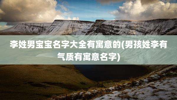 李姓男宝宝名字大全有寓意的(男孩姓李有气质有寓意名字)