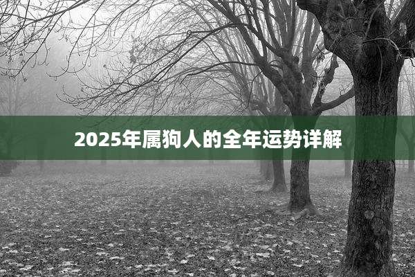 2025年属狗人的全年运势详解