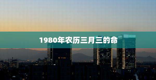 1980年农历三月三的命