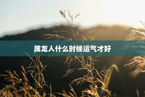 属龙人什么时候运气才好