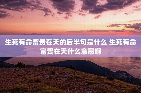 生死有命富贵在天的后半句是什么 生死有命富贵在天什么意思啊