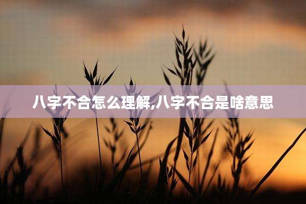 八字不合怎么理解,八字不合是啥意思