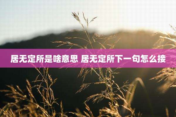 居无定所是啥意思 居无定所下一句怎么接