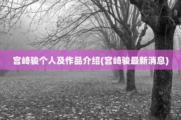 宫崎骏个人及作品介绍(宫崎骏最新消息)