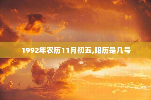 1992年农历11月初五,阳历是几号