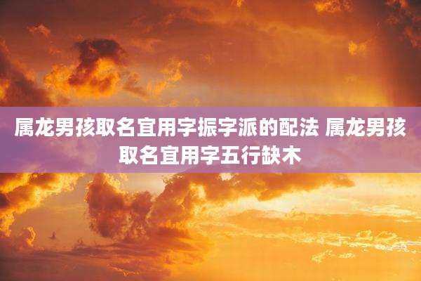属龙男孩取名宜用字振字派的配法 属龙男孩取名宜用字五行缺木