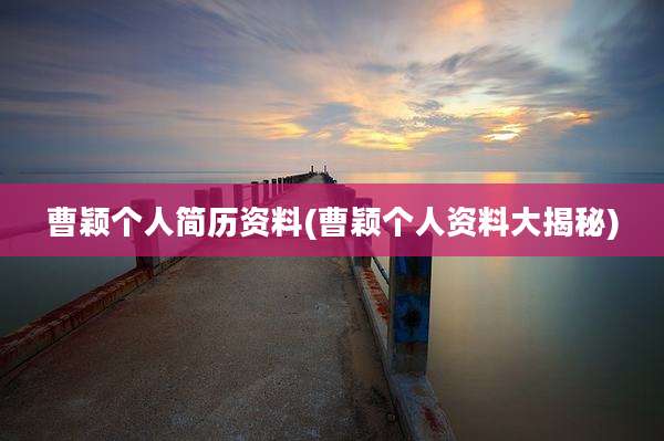 曹颖个人简历资料(曹颖个人资料大揭秘)