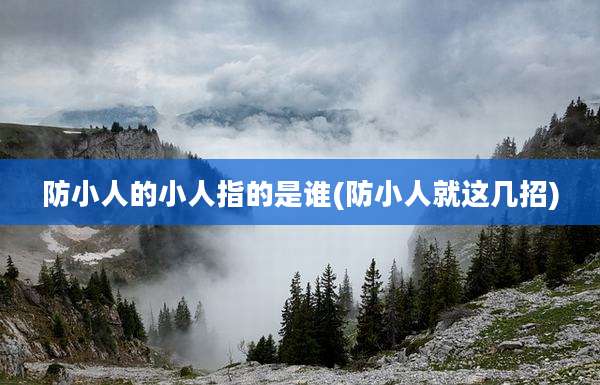 防小人的小人指的是谁(防小人就这几招)