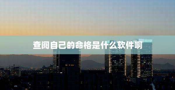查阅自己的命格是什么软件啊