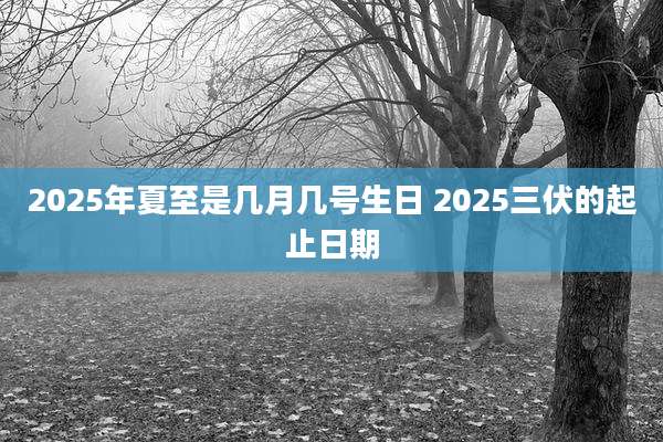 2025年夏至是几月几号生日 2025三伏的起止日期