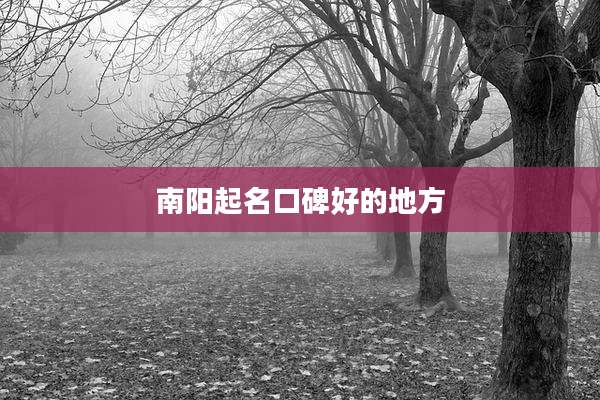 南阳起名口碑好的地方