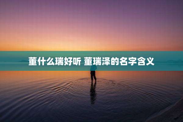 董什么瑞好听 董瑞泽的名字含义