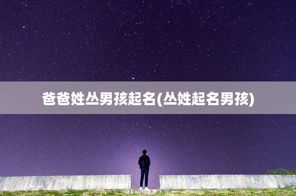 爸爸姓丛男孩起名(丛姓起名男孩)