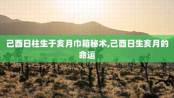 己酉日柱生于亥月巾箱秘术,己酉日生亥月的命运