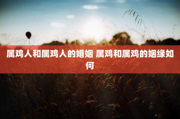 属鸡人和属鸡人的婚姻 属鸡和属鸡的姻缘如何