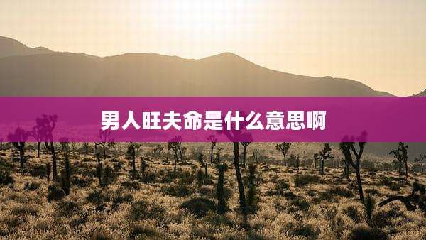男人旺夫命是什么意思啊