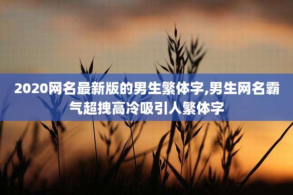 2020网名最新版的男生繁体字,男生网名霸气超拽高冷吸引人繁体字