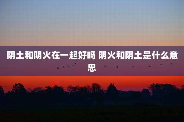 阴土和阴火在一起好吗 阴火和阴土是什么意思