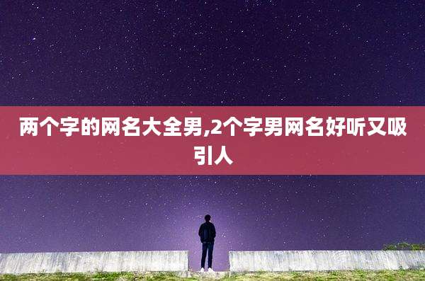 两个字的网名大全男,2个字男网名好听又吸引人