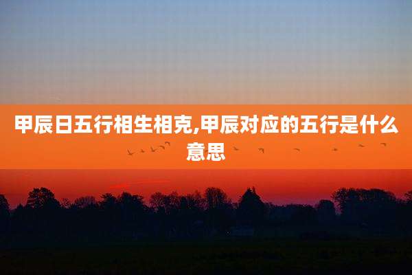 甲辰日五行相生相克,甲辰对应的五行是什么意思