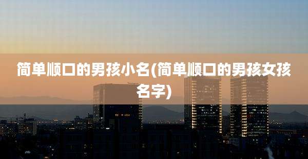 简单顺口的男孩小名(简单顺口的男孩女孩名字)