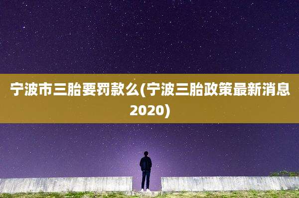 宁波市三胎要罚款么(宁波三胎政策最新消息2020)