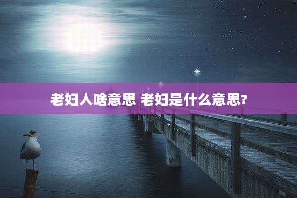 老妇人啥意思 老妇是什么意思?