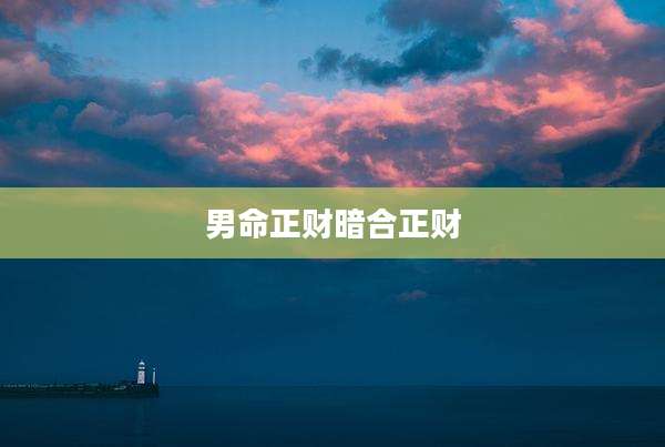 男命正财暗合正财