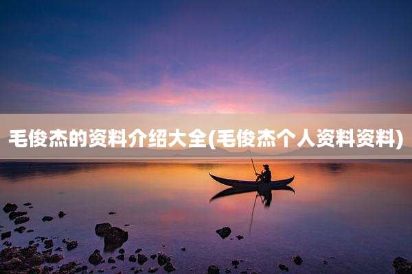 毛俊杰的资料介绍大全(毛俊杰个人资料资料)